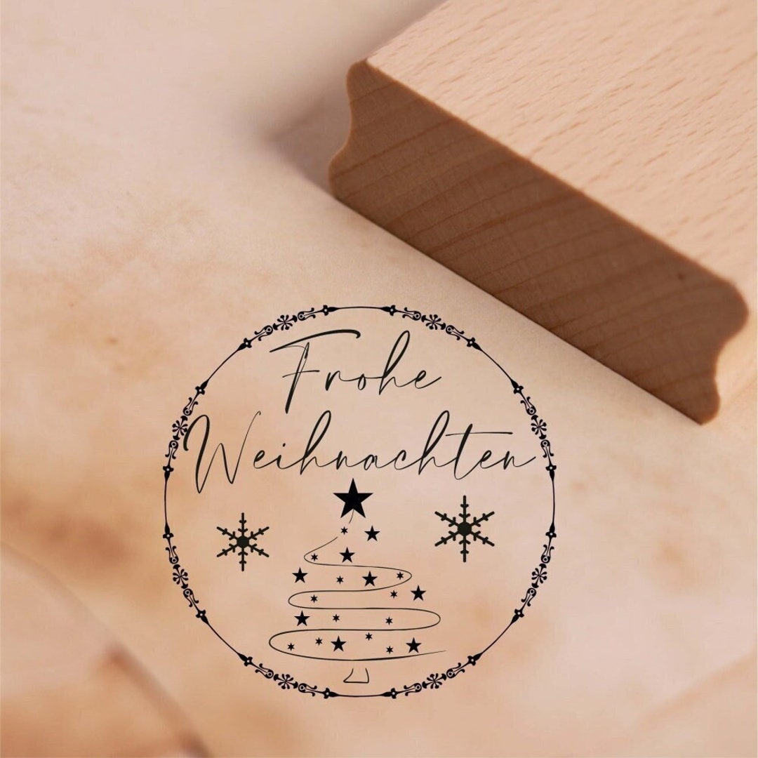 Motivstempel Frohe Weihnachten Kranz Tannenbaum Stempel Schneeflocke Ø