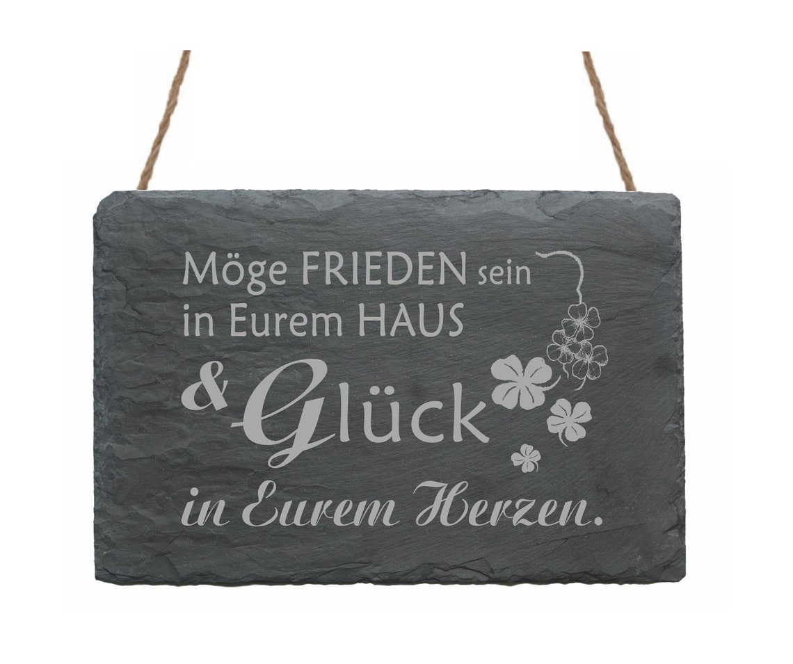 Schiefertafel mit Spruch FRIEDEN & GLÜCK Geschenk Umzug Etsy.de