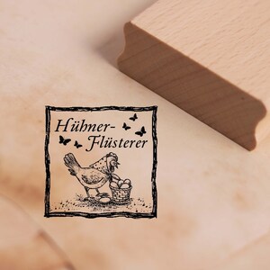 Timbre à motif Chuchoteur de poulet - Timbre de poule Timbre en bois de poulet 48 x 48 mm - Scrapbooking Gaufrage Stamping Craft Cadeau Oeufs de poule