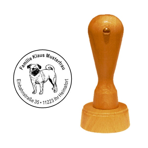 Stempel Holzstempel Hund Mops 1