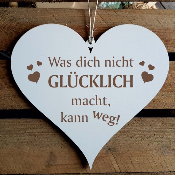 Willst du glücklich sein TÜRDEKO WANDDEKO Spruch HDF-Dekoschild dann sei es
