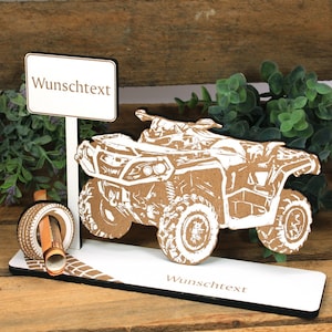 Geldgeschenk Quad mit Reifen - inkl. Wunschtext oder Name - Schild für Geld Gutschein Gutscheingeschenk Geschenkidee Geburtstag 20 x 14 cm