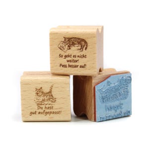 Lehrerstempel Katzen im Set - 3 Motivstempel mit Spruch und Motiv für Schule ca. 28 x 28 mm - Schüler Bewertung Lob Note Lehrer Motivation