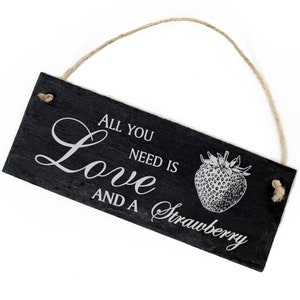 Slate Decoration Strawberry Shield 22 x 8 cm - All you need is Love and a Strawberry