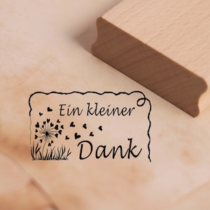 Sello con motivo Un poco de gracias - sello de etiqueta de diente de león sello de madera 48 x 28 mm - scrapbooking estampado en relieve regalo artesanal gracias