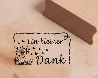 Motivstempel Ein kleiner Dank - Pusteblume Etikett Stempel Holzstempel 48 x 28 mm - Scrapbooking Embossing Stempeln Basteln Geschenk Danke