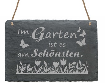 Table d’ardoise dans le jardin C’est le plus beau - 22x16 Bouclier Fleurs Papillon Porte imperméable à l’épreuve des intempéries Signe de signe de jardin Cadeau Maman Grand-mère Jardinier