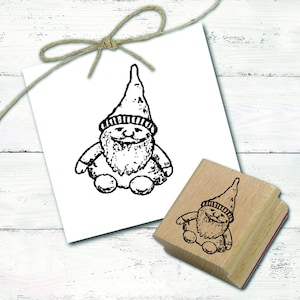 Stamp cute gnome • motif stamp • approx. 36 x 48 mm • wooden stamp scrapbooking • Christmas Santa Claus gnome Advent children school