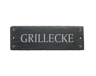 Wetterfeste Schiefertafel Schild « GRILLECKE » Schiefer Grillen Grill Grillsaison Garten Terrasse Grillparty Gartensaison Grillabend Männer