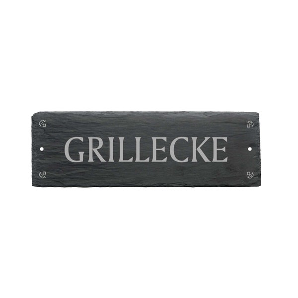 Wetterfeste Schiefertafel Schild « GRILLECKE » Schiefer Grillen Grill Grillsaison Garten Terrasse Grillparty Gartensaison Grillabend Männer