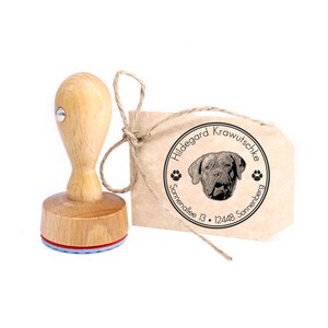 Timbro personalizzato cane mastino bordeaux rotondo 40 mm timbro per indirizzo timbro in legno – nome timbro indirizzo nome timbro timbro motivo