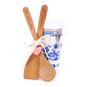 Cooking set with wooden spoon and spatula - personalized with name / desired text - country house kitchen - cooking cooking utensils cooking accessories