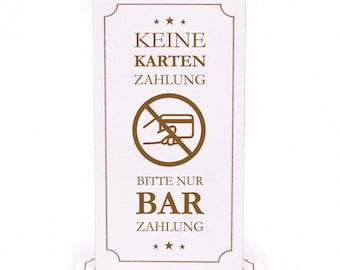 Aufsteller Kasse Bar Bezahlen - Keine Kartenzahlung - Infoaufsteller Schild Bargeld 10 x 20 cm - Hinweisschild Kunden Bezahlung Info Hinweis
