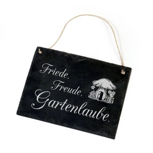 Slate table &#39; FRIEDE FREUDE GARTENLAUBE » 22x16 mushroom sign weatherproof door sign garden garden sign decoration gift mom girlfriend gardener