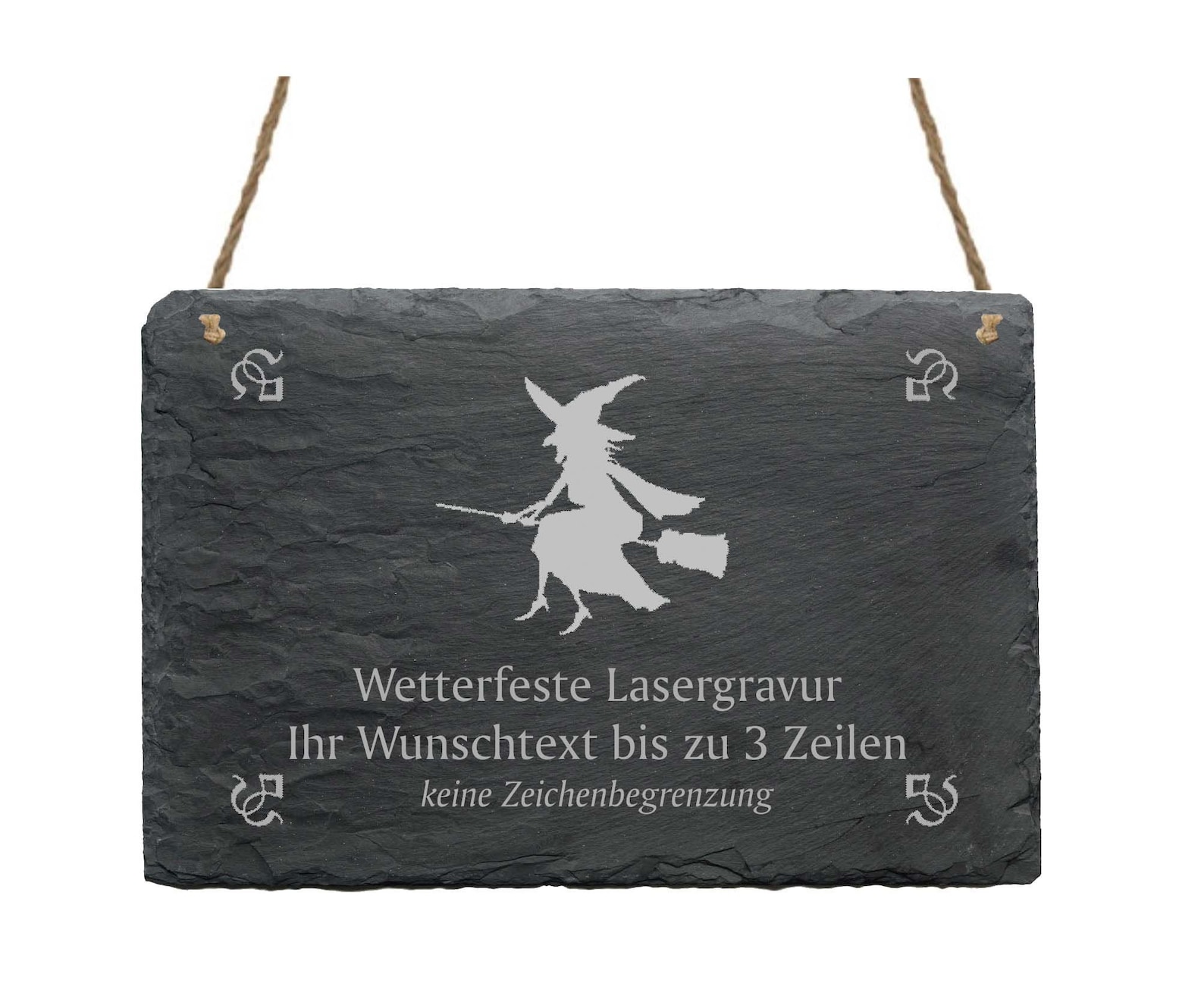 Slate board «flying HEXE» with personal wishful engraving