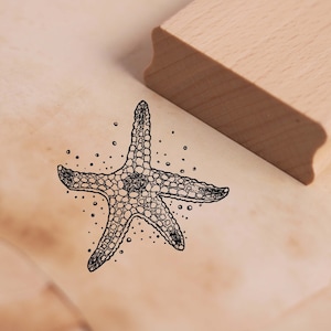 Motivstempel Seestern - Stempel Holzstempel 48 x 48 mm - Scrapbooking Embossing Basteln Stempeln Geschenk maritim Meer Meerestiere Strand