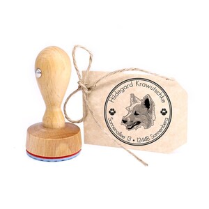 Timbro personalizzato cane islandese rotondo 40 mm timbro per indirizzo timbro in legno - nome timbro indirizzo nome timbro timbro motivo