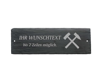 Wetterfestes Türschild « BERGBAU » mit Wunschtext oder Name - ca. 22 x 8 x 0,5 cm Schild Namensschild Glück auf Bergmann Erzgebirge Schlägel