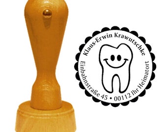 Stempel « ZAHNARZT » Adressenstempel Name Motiv Adresse Beruf Dentist Zahn Arzt Praxis Zahnbehandlung Zahnpflege Zahngesundheit Zähne Kinder