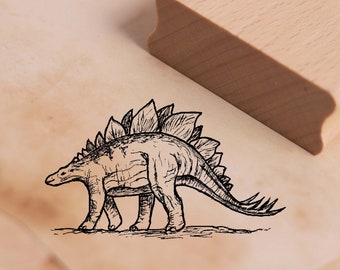 Motif Stamp Stegosaurus Stamp Dinosaur 48 x 26 mm - Wooden Stamp Scrapbooking Embossing Stamps Crafts Gift School Kindergarten