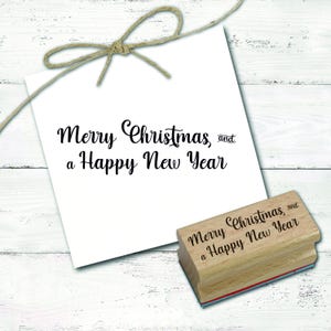 Stempel Merry Christmas and a happy new year - Motivstempel ca. 68 x 25 mm - Scrapbooking Holzstempel Embossing Weihnachtsstempel Xmas Gruß