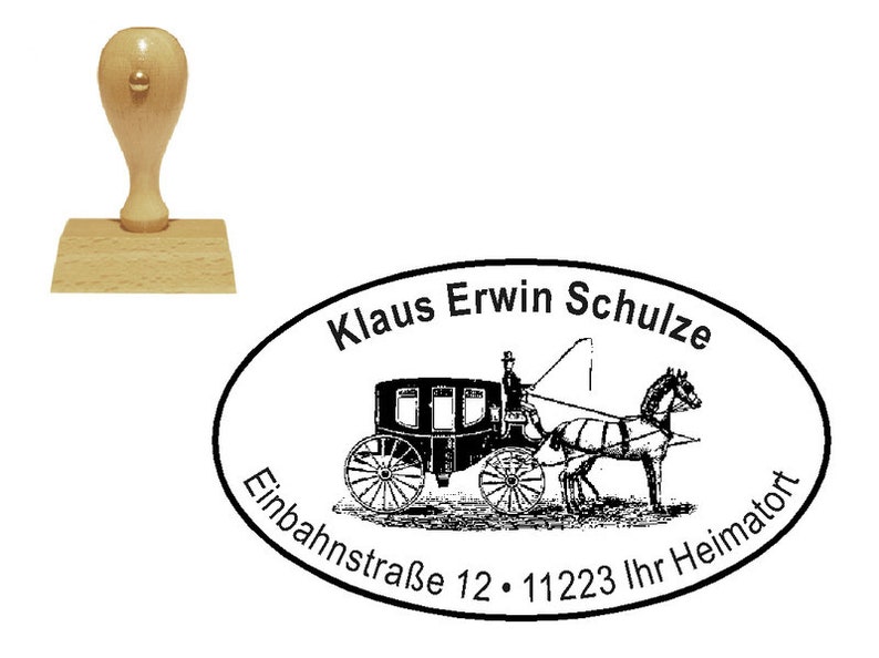 Stempel Holzstempel Pferdekutsche Bild 1