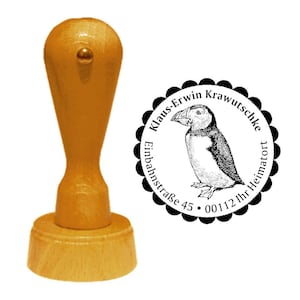 Francobolli Francobolli legno indirizzo francobolli «Puffin» con indirizzo personale e soggetto nome uccello Puffin puffin costa atlantica