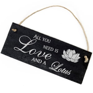 Slate Decoration Lotus Shield 22 x 8 cm - All you need is Love and a Lotus