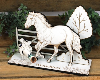 Geldgeschenk Pferd - inkl. Wunschtext - Schild für Geld Gutschein Reiten Reiter Reiterin Gutscheingeschenk Geburtstagsgeschenk Reiterhof