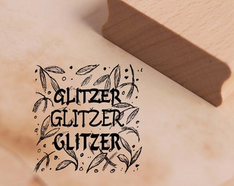 Motif Stamp Glitter Glitter Glitter Stamp 48 x 48 mm - Wooden Stamp Scrapbooking Embossing Stamps Crafts - Gift Girl Woman Decoration