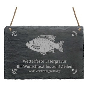 Slate board « FISH » with personal engraving of your choice, gift for angler, fisherman, fishing, fishing, fishing hut, harbor, sea