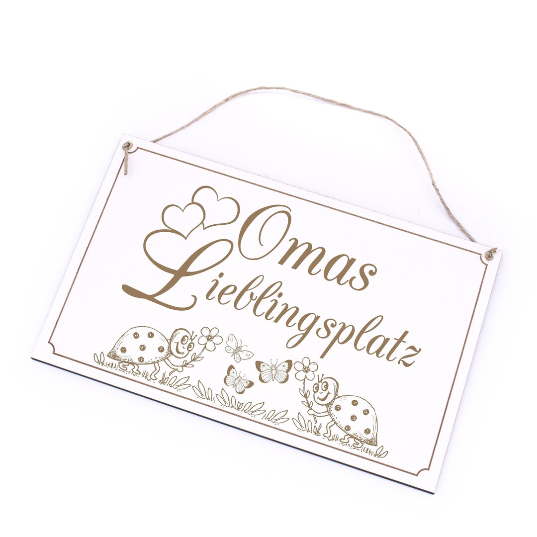 Schiefertafel 'Mamas Lieblingsplatz' Mit Marienkäfer-Motiv – 22 X 16 Cm, Wetterfest, Mit Juteband, Für Garten, Haus & Als Geschenk