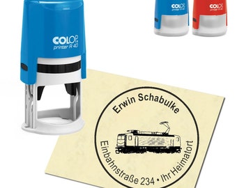 Stamp Address stamp personalized - locomotive - round ∅ 40 mm