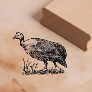 Sello con motivo gallina de guinea - sello de madera 48 x 38 mm - scrapbooking estampado manualidades creatividad casa de campo gallinas naturaleza guardería escuela