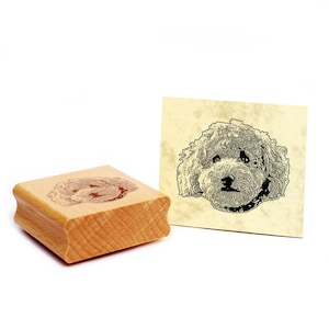 Motiefstempel kleine poedelstempel hond houten stempel 48 x 40 mm - cadeau idee hondeneigenaar hondenfan hondenliefhebber cadeau