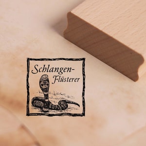 Motiefstempel slangenfluisteraar - slangenstempel cobra houten stempel 48 x 48 mm - scrapbooking embossing stempelen ambachtelijk cadeau
