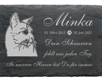 Memorial plaque Abyssinian cat with name and date - 22 x 16 cm Saying Engraving Motif Gravestone Animal Gravestone Animal Gravestone Funeral Cat Cemetery