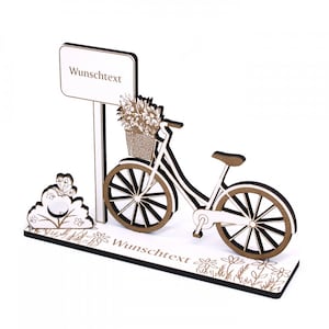 Geld cadeau fiets damesfiets inclusief gewenste tekst/naam bordje voor geld waardebon cadeaubon cadeau fiets vrouw vintage retro afbeelding 2