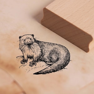 Motivstempel Fischotter liegt - Stempel Otter 48 x 36 mm - Holzstempel Scrapbooking Embossing Basteln Stempeln Tierstempel - Seeotter Natur