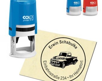 Stamp Address stamp personalized - Pickup - round ∅ 40 mm