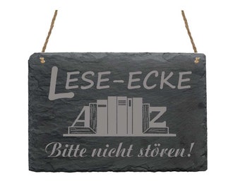 Slate Table «LESEECKE-Please Don't Disturb» Note Shield for bookish Readers Library Library Library Library Library Book Trade Read