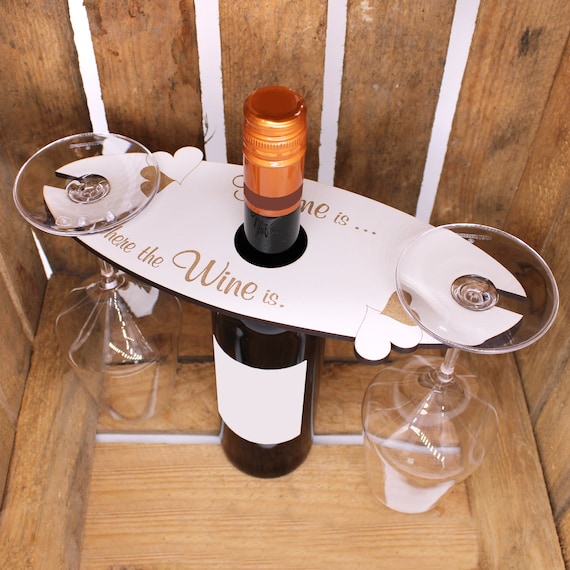 Porta bicchiere di vino ovale con cuori La casa è dove si trova il vino  Appendino Weinbutler per 2 bicchieri da vino 28 x 11 cm Vino da vino da  regalo -  Italia