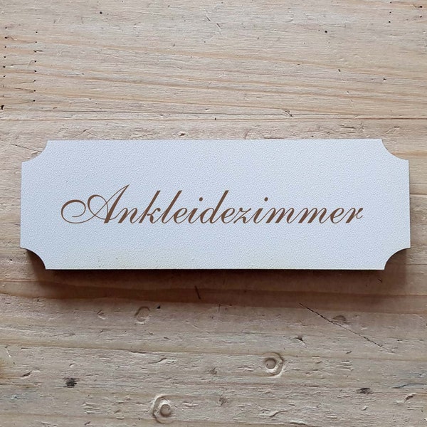 Dekoschild « ANKLEIDEZIMMER » Holzschild Schild Türschild selbstklebend Shabby Vintage Garderobe Ankleide Umkleide Kleidung Klamotten Frauen