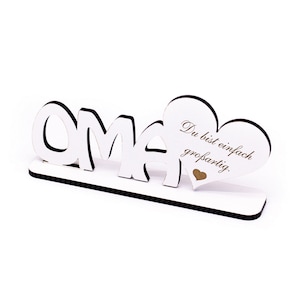 Soporte de decoración OMA Eres simplemente genial • Escudo con corazón • 20 x 7 cm • Decoración signo decoración • Regalo cumpleaños Día de la Madre madre amor