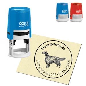 Stamp Address stamp personalized - English Setter - round ∅ 40 mm