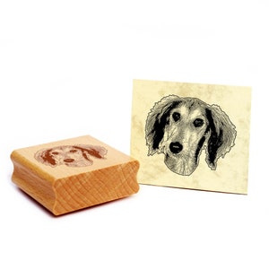 Timbro con motivi Saluki timbro cane timbro in legno 48 x 42 mm - idea regalo proprietario del cane fan del cane regalo per amante dei cani