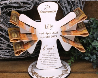 Money gift communion angel with saying - incl. personalization name + date - sign for money voucher voucher gift gift