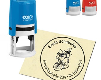 Stamp Address stamp personalized - flower - round ∅ 40 mm