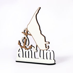 Decorative stand « Amrum Island » sign to stand anchor seagull - table decoration maritime decoration decoration North Sea holiday vacation sea beach