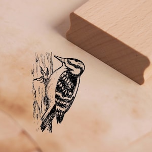 Motif stamp woodpecker stamp 26 x 38 mm - wooden stamp scrapbooking embossing crafting stamping birds woodpecker - gift kindergarten school